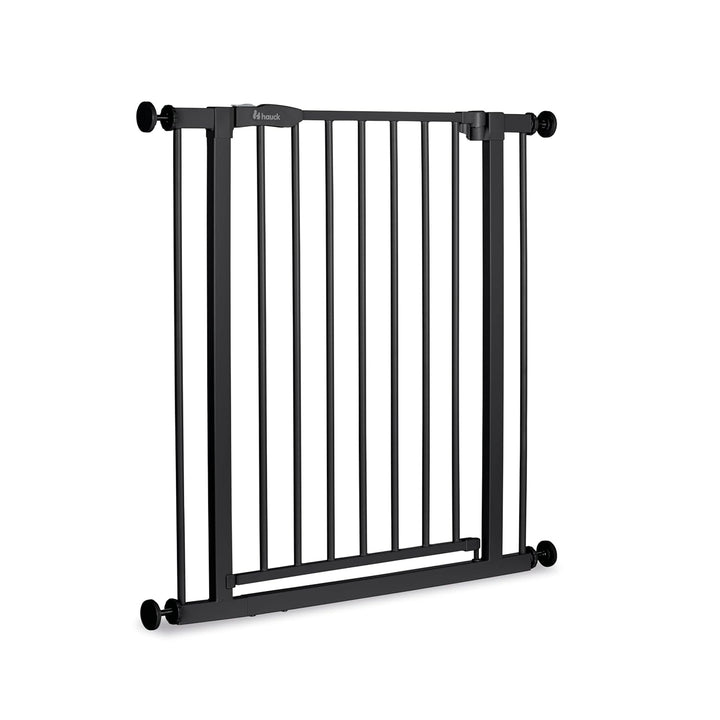 hauck Open N Stop 2, Schwarz - Kinderschutzgitter Hundegitter, Verstellbare Breite 75-80 cm, 77 cm H