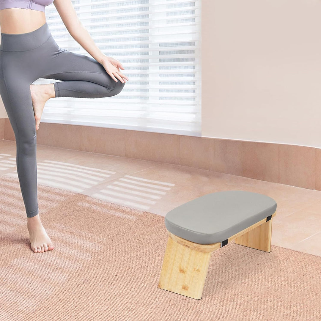 BAOCHADA Meditationsbank – Klappbare Ergonomische Bambus-Meditationsbank mit Bequemem Kissen, zum Kn
