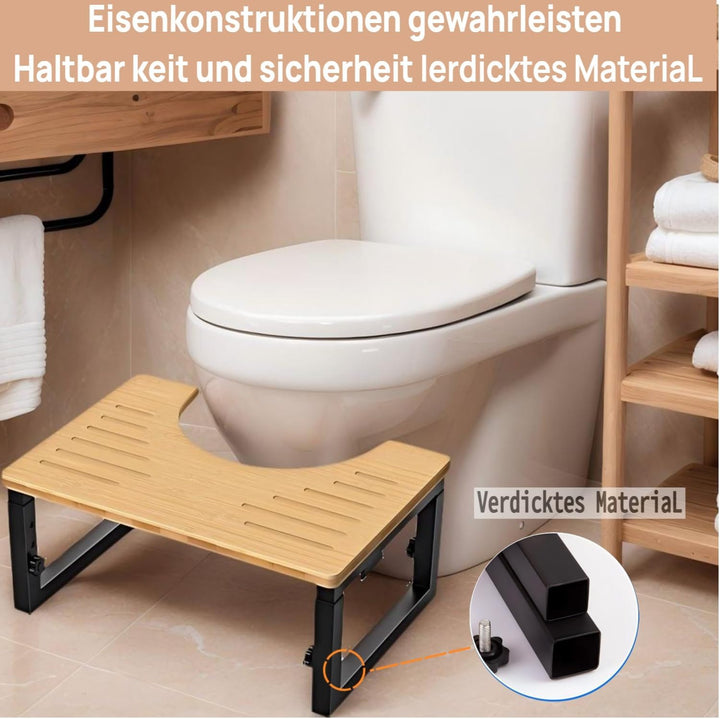 Toilettenhocker, Toiletten hocker Erwachsene, Höhenverstellbarer Klohocker,Hergestellt aus Metall un