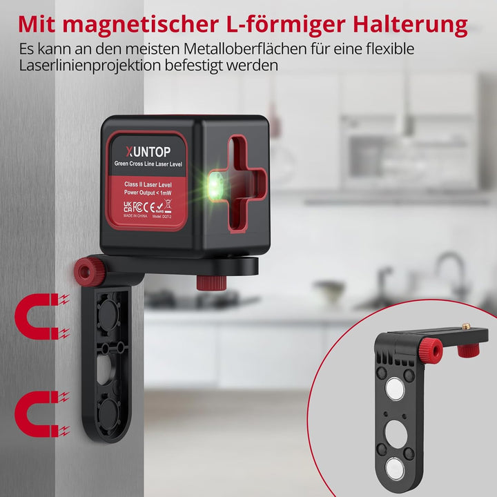XUNTOP Laser-Wasserwaage Kreuzlinienlaser Selbstnivellierend Nivelliergerät Nivelliergerät IP54 mit