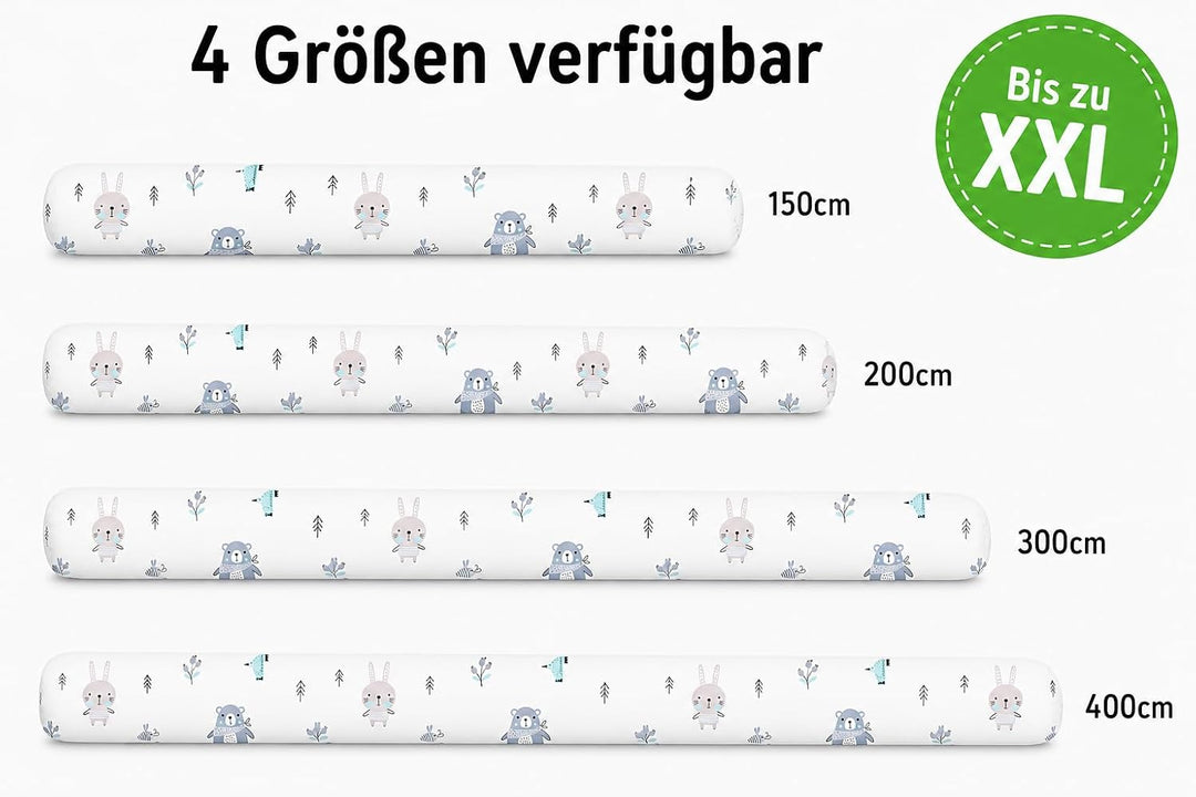 Seitenschläferkissen aus 100% Baumwolle – Bettschlange Body Pillow, Lange Kopfkissen Bettrolle, Nack
