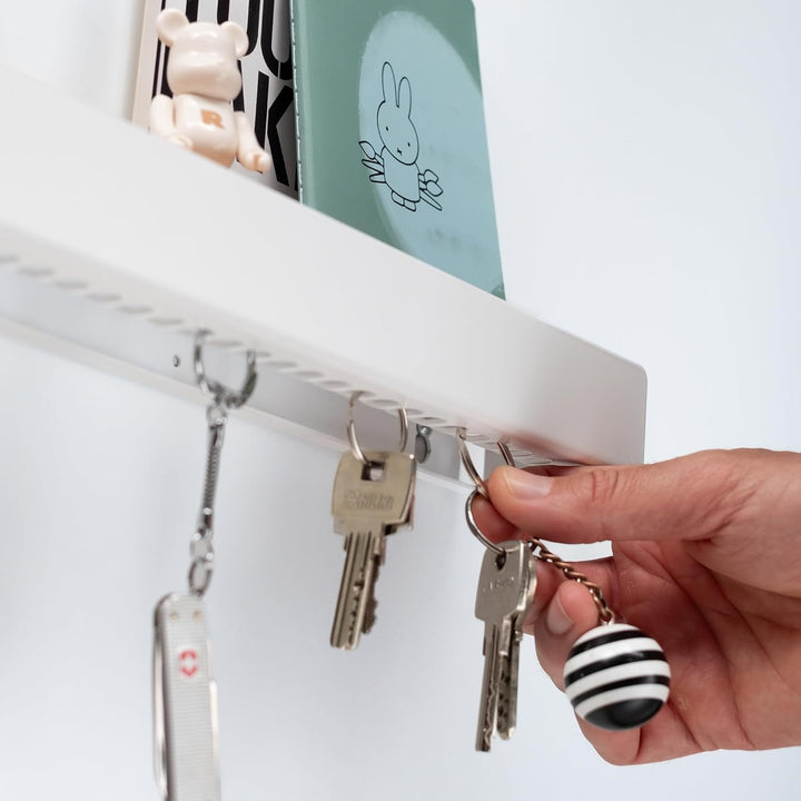KEY-BOX - weiss/Filz Granit meliert. Schlüsselbrett mit Ablage für den Flur, Schmuckorganizer für de