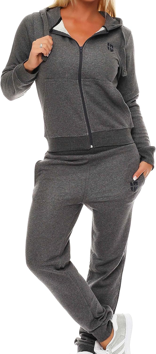 Gennadi Hoppe Damen Jogginganzug - Stilvoller Sportanzug & Trainingsanzug S dunkel grau, S dunkel gr