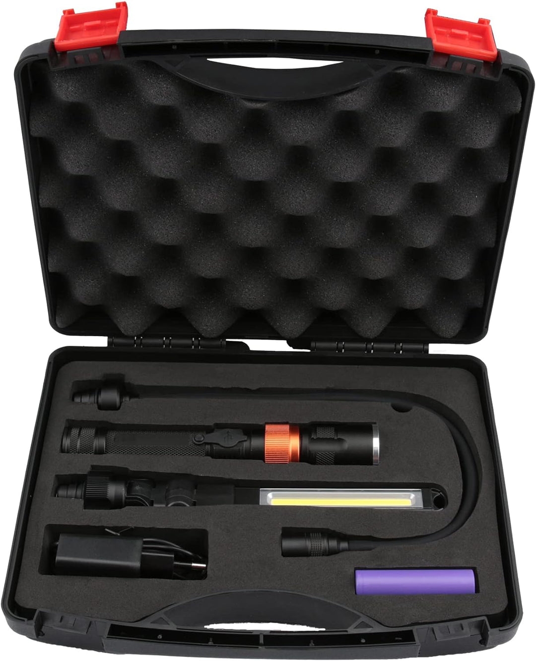 DMAX ULG103, LED-Taschenlampe mit verschiedenen Aufsätzen, 350 Lumen, aufladbar, 40414