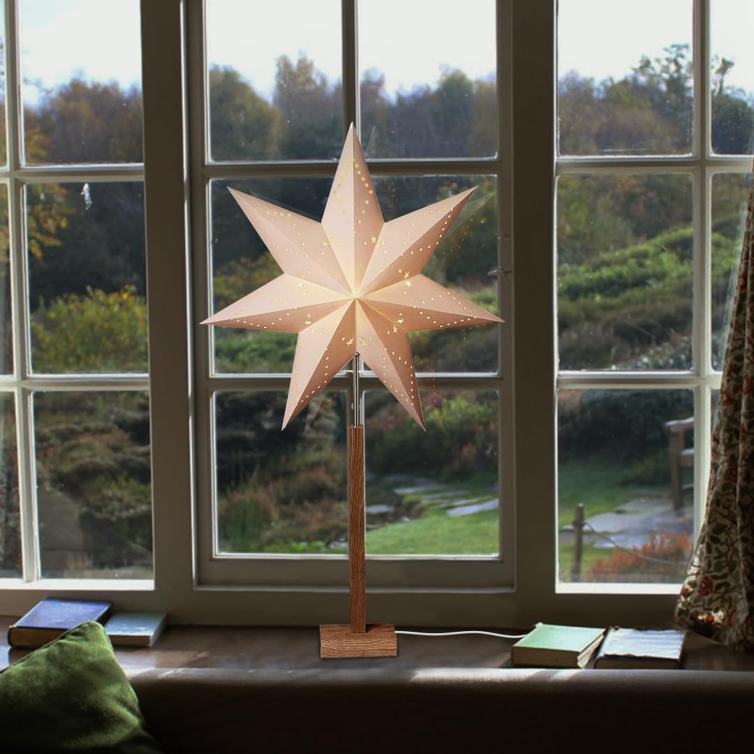 Fensterstern mit Beleuchtung | Weihnachtsdeko Fenster Beleuchtet| Weihnachtsdeko Innen | Papierstern