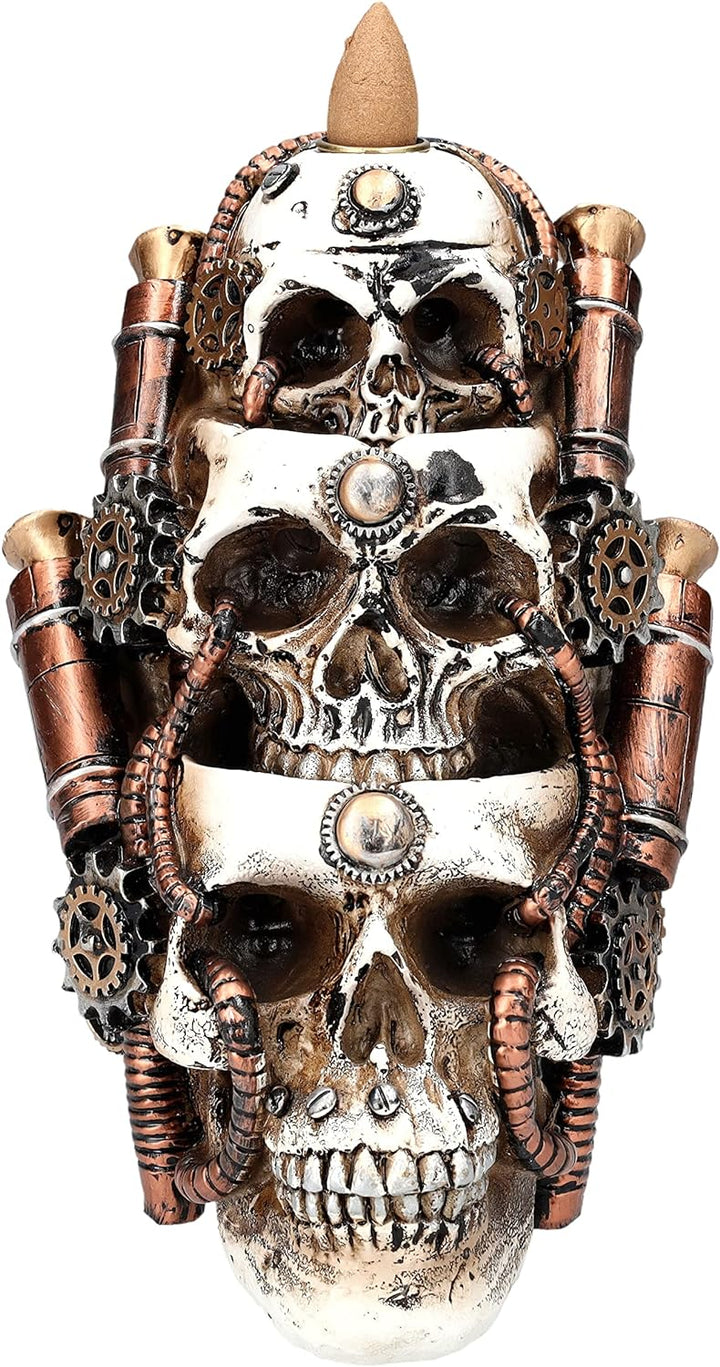 Rückfluss Räuchergefäss Totenköpfe Steampunk | Backflow Wasserfall Räucherhalter