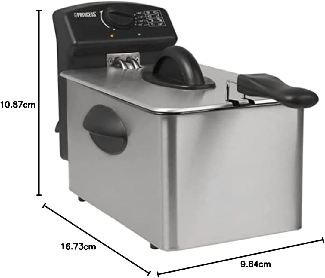 Princess Fritteuse – 2000 Watt, 4 Liter Fassungsvermögen, 800 g Füllmenge, 4 Personen, Thermostat, K