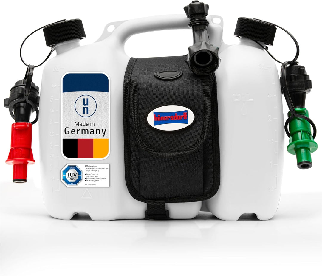 hünersdorff 804962 PROFI Doppelkanister / Kombikanister für Kraftstoff und Öl mit Satteltasche und z