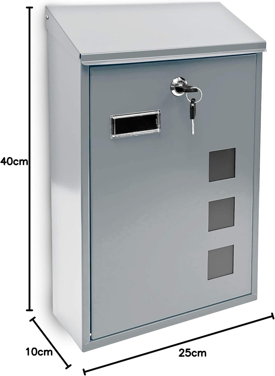 Relaxdays 10017417_S Silber Design Briefkasten aus Metall 25x40 cm, 40 x 25 x 10 cm, Silber
