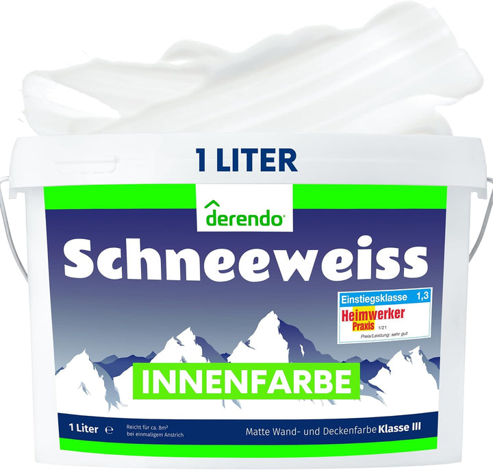 derendo Schneeweiss wandfarbe weiss hohe deckkraft 1l innenfarbe weiss matt wandfarbe ausbessern Tes