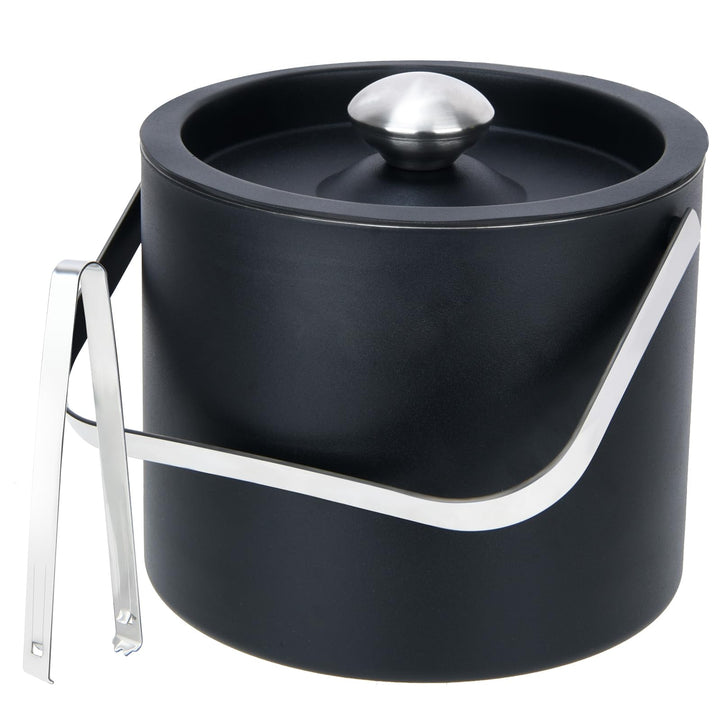 3L Moderner isolierter Eiskübel mit Silikondeckel,Edelstahl Eiswürfelbehälter,doppelwandiger Eiskübe