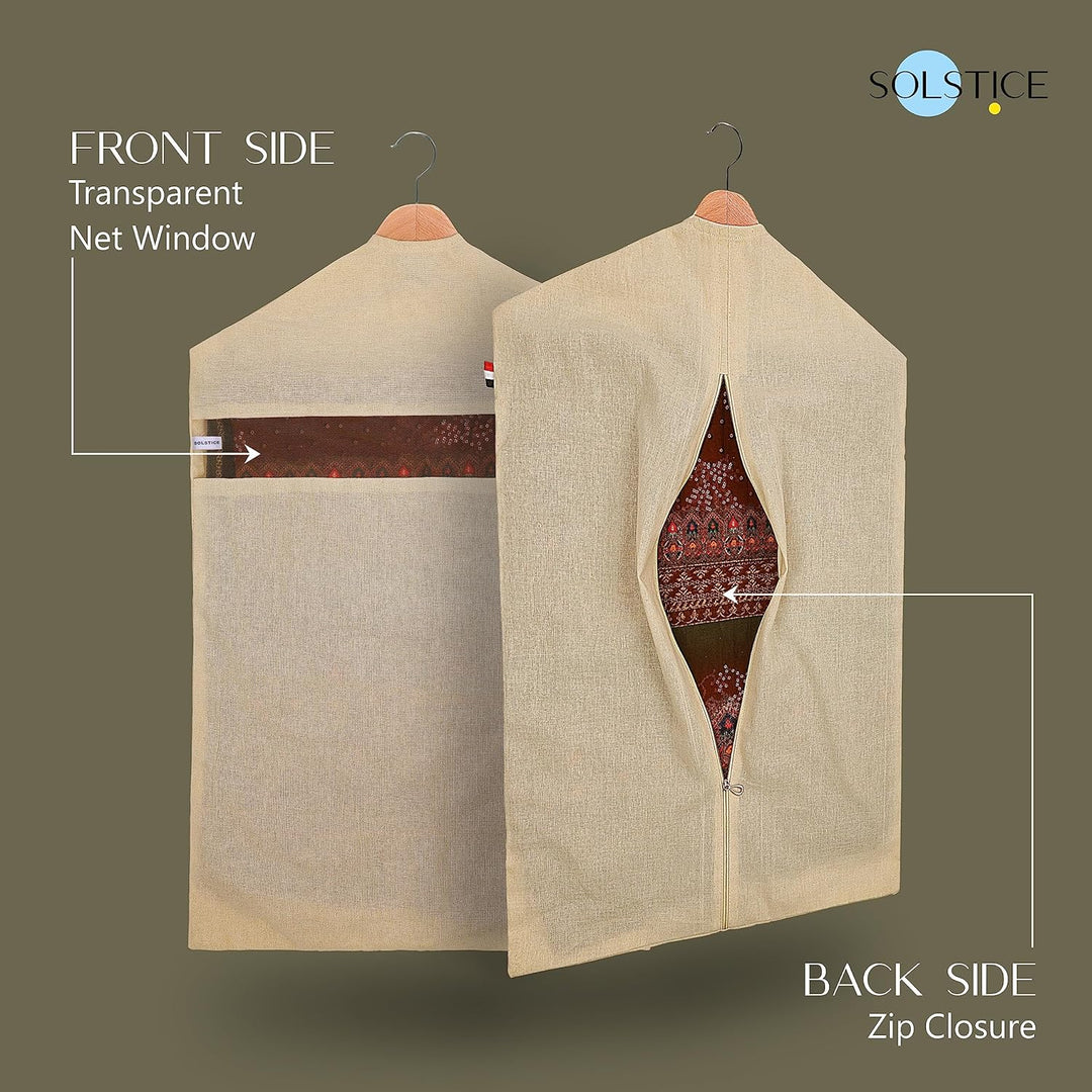 SOLSTICE Hängende Baumwoll-Saree-Abdeckungen, Taschen für Kleidung, Kleiderschrank-Organizer (Kleide