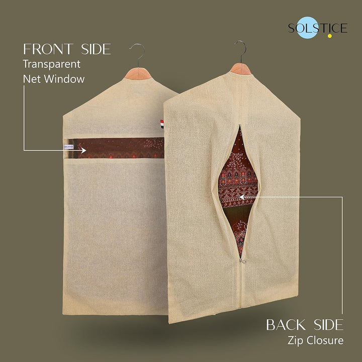 SOLSTICE Hängende Baumwoll-Saree-Abdeckungen, Taschen für Kleidung, Kleiderschrank-Organizer (Kleide