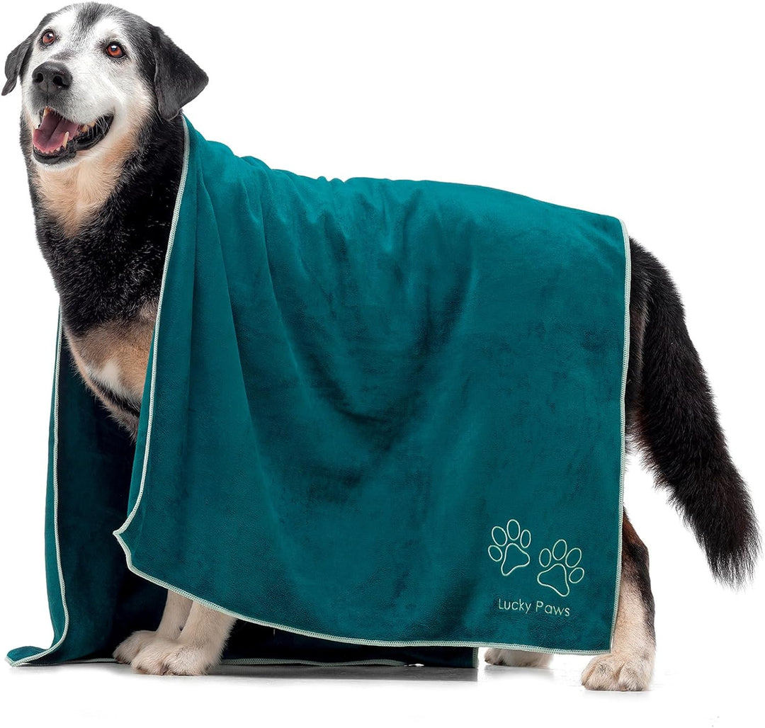 Lucky Paws® Hundehandtuch - 140x70cm XL Hundehandtuch extra saugfähig - schnell trocknend, luxuriös