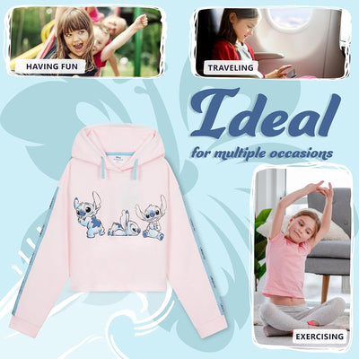 Disney Stitch Kapuzenpullover Mädchen Cropped Hoodie Kinder Teenager 7-14 Jahre - Hoodie Mädchen Ges