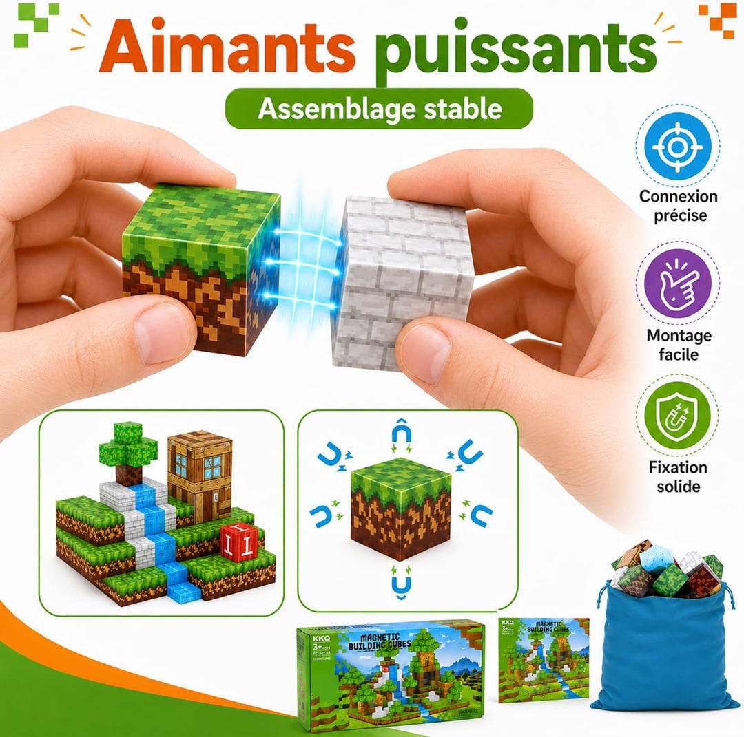 Magnetische Bausteine [100PCS 2.5cm] Bauen Mine Magnete Welt Set für Kinder Montessori Kreative Spie