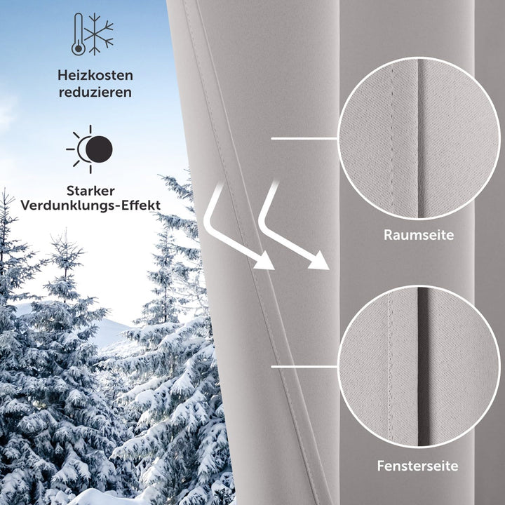 Blumtal 2er-Set Gardinen Verdunklungsvorhänge Blickdicht - Elegante Wärmeisolierende Vorhänge mit Ös