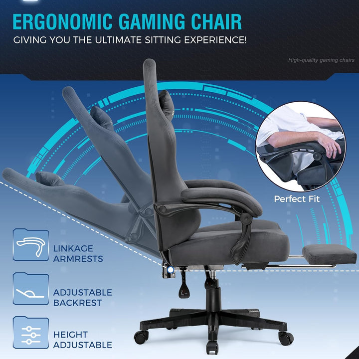 GTPLAYER Gaming Stuhl, Atmungsaktiver Bürostuhl, bürostuhl ergonomisch, Hochwertiger - Stoff, Ergono