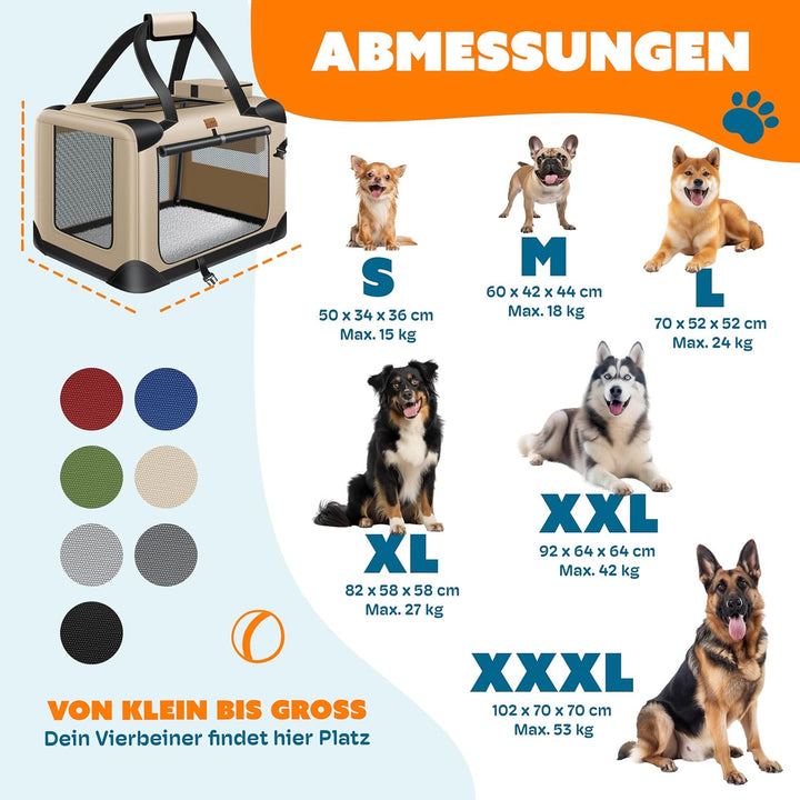 Lovpet® Transportbox Hund Katze Transporttasche L 70x52x52cm | Hunde-Tragetasche Faltbare Katzentasc