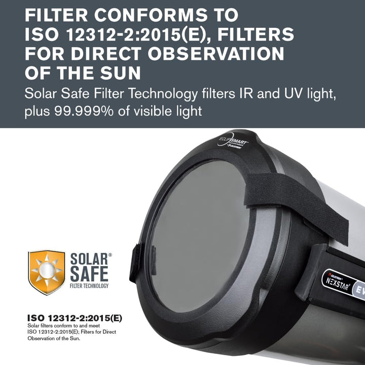 Celestron 94244 EclipSmart Teleskopfilter für Sonnenfinsternisse – ISO 12312-2 konform, sichere Pass