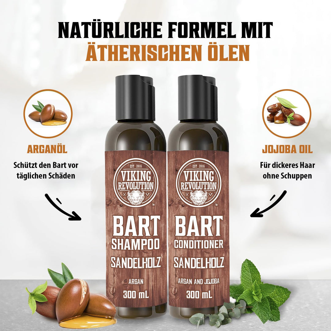 Viking Revolution Bart Shampoo & Conditioner Set - Erweicht, Glättet & Stärkt den Bartwuchs - Natürl