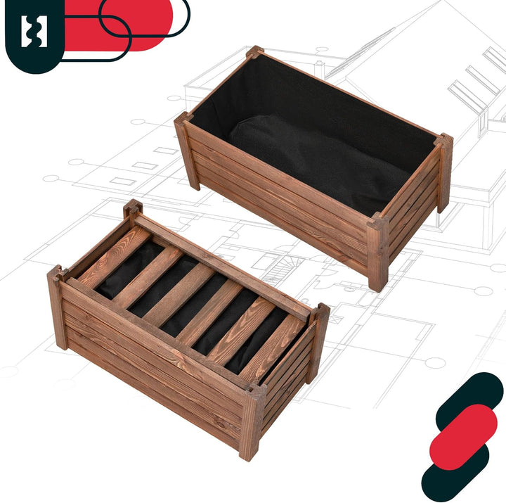 KOTARBAU® Blumenkasten - 60 x 33 x 25 cm - Pflanzkasten mit Vlies - Pflanzkübel gross aussen - Balko