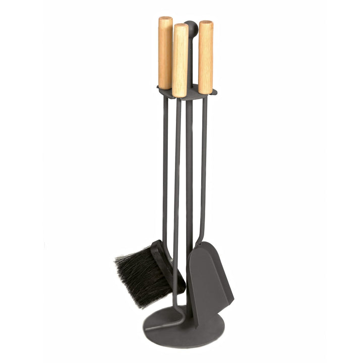 raik 21.02.718.2 Kaminbesteck, 3-teilig, anthrazit, Holzgriffe, 64cm