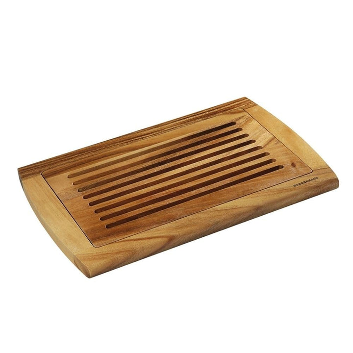 Zassenhaus Brotschneidebrett Gerillt , 42 x 28 x 2 cm , Mit herausnehmbarem Krümelgitter, Akazienhol