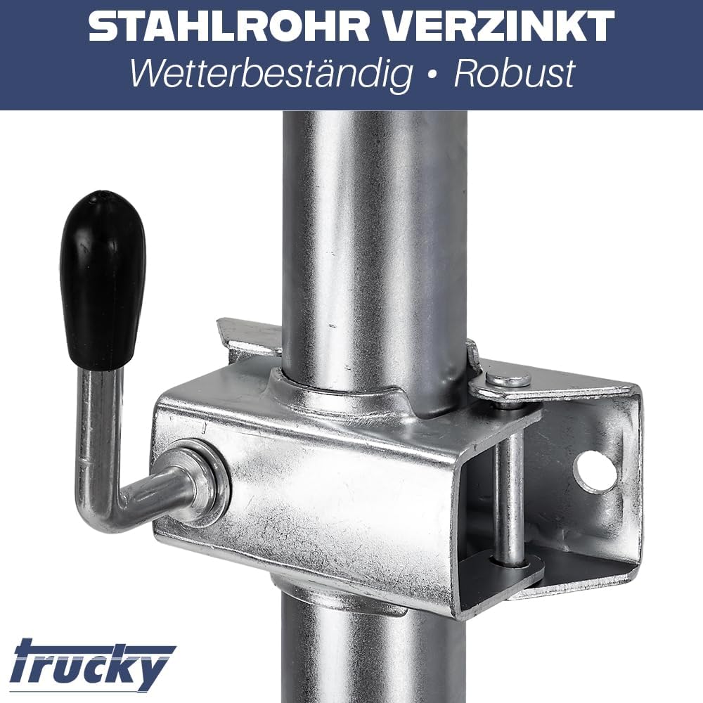 Trucky 2X Set Anhänger Stützen mit Klemmhalter Anhängerstützen 300 kg verzinkter Stahl 600 mm 60 cm