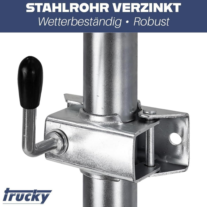 Trucky 2X Set Anhänger Stützen mit Klemmhalter Anhängerstützen 300 kg verzinkter Stahl 600 mm 60 cm