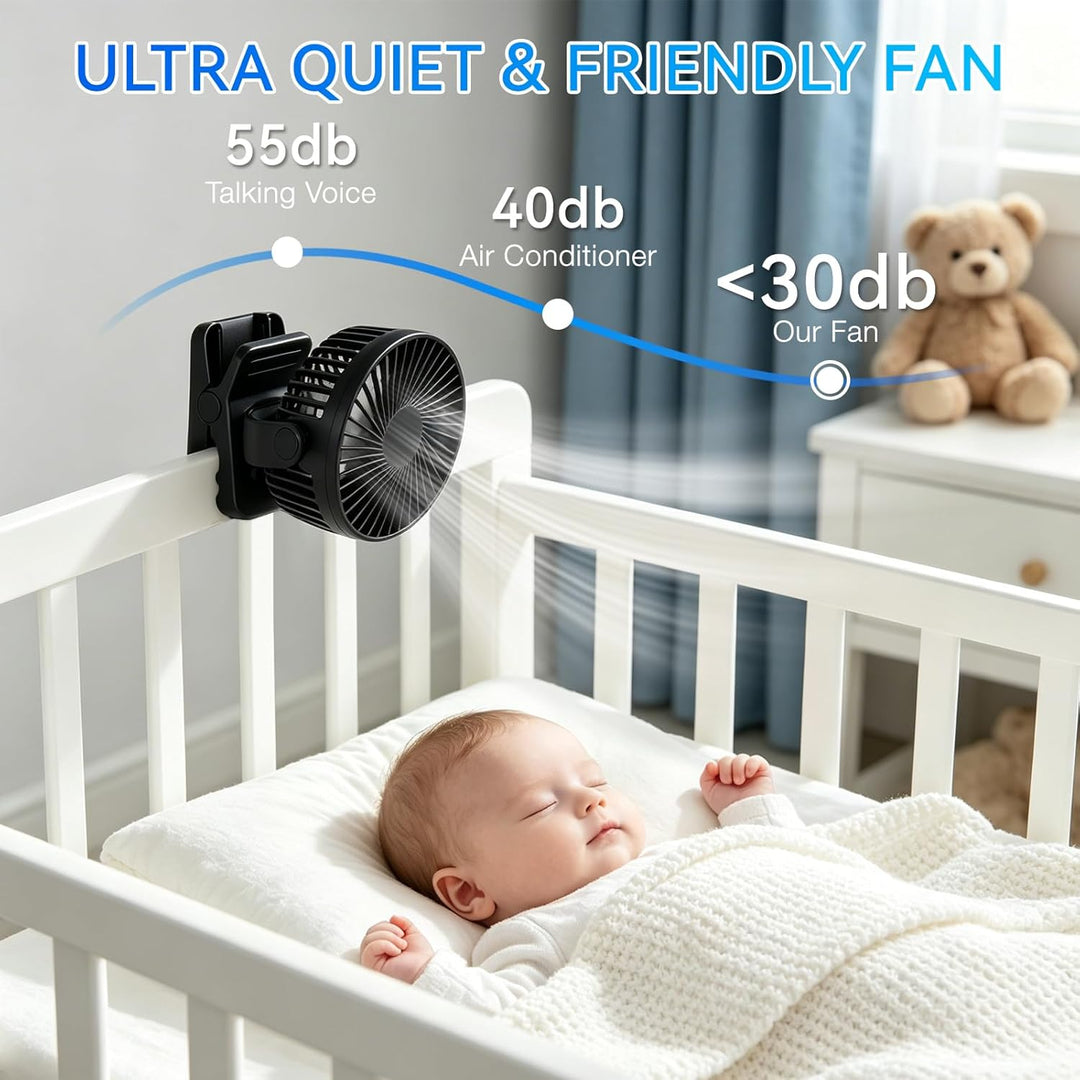 Camping Ventilator, 12000 MAh Mini USB Ventilator, 360° Drehung Tischventilator, 3 Geschwindigkeiten