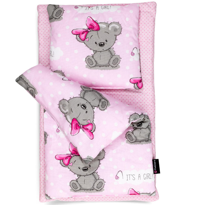 PinkZebra 3-teilig mini Bettwäsche für mini Bett, Decke + Kissen + Matratze, Bettzeug mit Matratze,