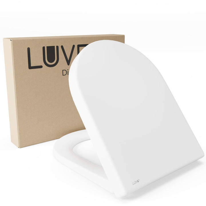 LUVETT® WC-Sitz D650 D-Form Weiss mit Absenkautomatik SoftClose, EasyClean (abnehmbar), Duroplast, e