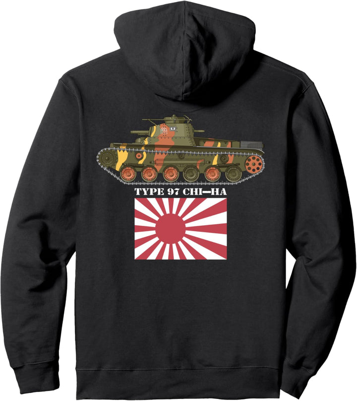 Typ 97 Chi-Ha WW2 Panzer Japanische Flagge der aufgehenden Pullover Hoodie