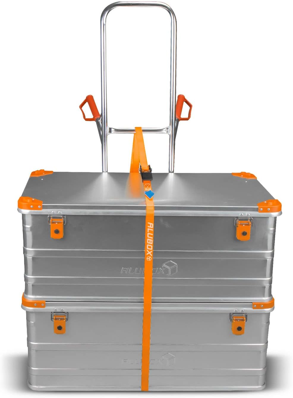 Alubox Spanngurt mit Ratsche 25mm breit orange Belastbarkeit 800kg Ratschengurt TÜV G/S geprüft - Lä