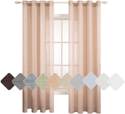 MIULEE 2er Set Voile Vorhang Sheer Leinenvorhang mit Ösen Transparente Leinen Optik Gardine Ösenscha