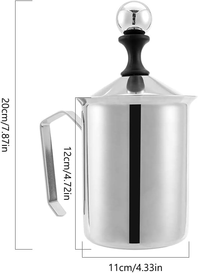 Edelstahl Double Mesh manuelle Milchaufschäumer, 800ml Milchaufschäumer Manuell zur Herstellung von