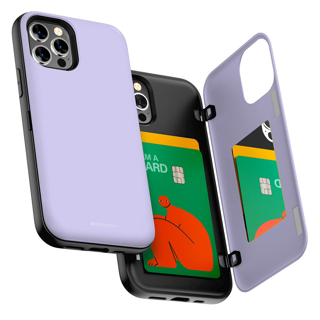 GOOSPERY iPhone 12 Hülle, iPhone 12 Pro Wallet Case mit Kartenhalter, schützende zweilagige Stosssta