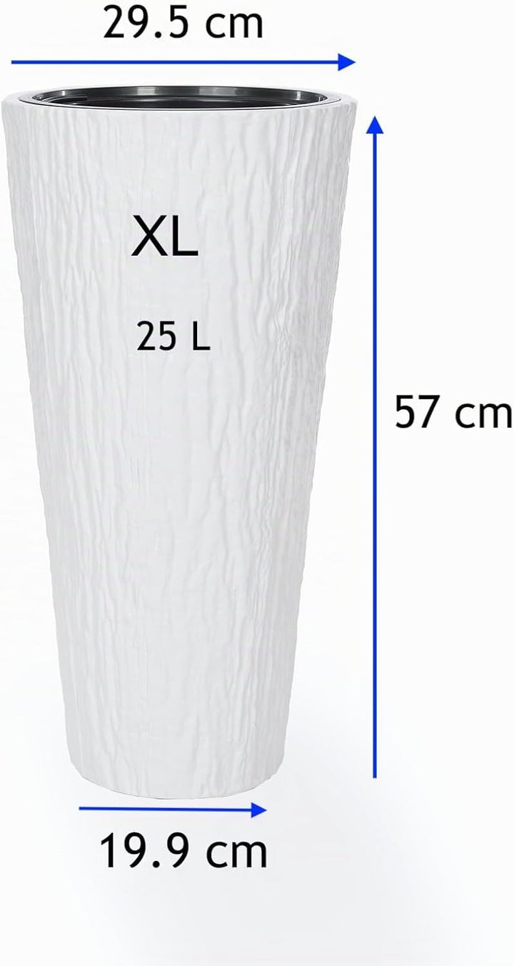 MELTOM Blumenkübel Blumentopf Rund Slim Pflanzkübel mit Herausnehmbaren Einsatz DEKORATIV (Weiss, XL