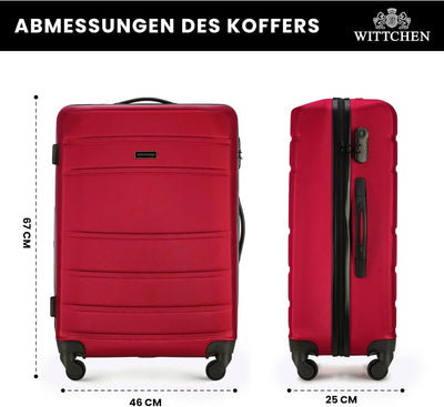 WITTCHEN Mittlerer Koffer Trolley Koffer Reisekoffer aus ABS Hartschalen Trolley 4 Rollen Kombinatio