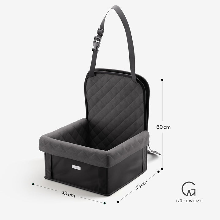 Gütewerk Hunde Autositz - Mittlerer und Kleiner Hundesitz für Vordersitz - Stabiles, faltbares Zubeh
