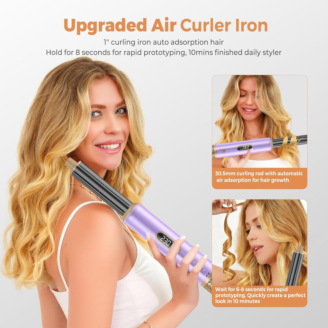 Pro Airstyler 5 in 1 Set, Air brush Hairstyler Ionen Föhnbürste mit 30mm Warmluft-Lockenstab | Haars