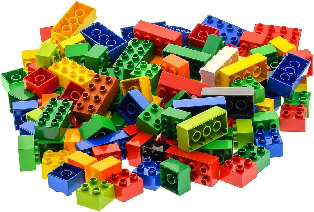 130 Teile bzw. 1 kg Lego Duplo Steine 100 x 4er 2x2 Noppen und 30 x 8er und 2x4 Noppen bunt gemischt