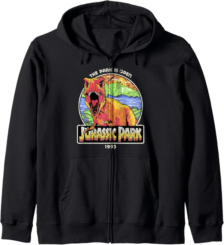 Jurassic Park The Park Is Open 1993 Neon T-Rex Kapuzenjacke
