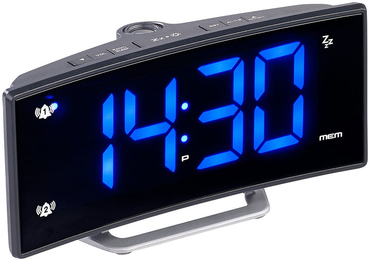 auvisio Projektionswecker mit gebogenem Display, Doppelalarm & USB-Ladeanschluss (Wecker mit Projekt