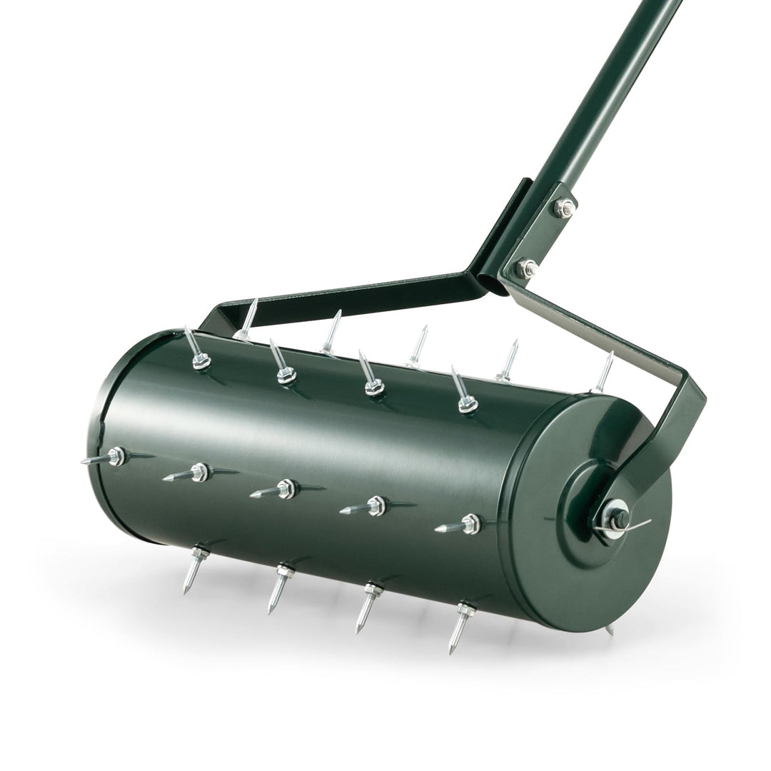 SOARS Rasenlüfter Walze, Rasenbelüfter mit 3,5cm Nägeln & Stiel, Handvertikutierer befüllbar, Garten
