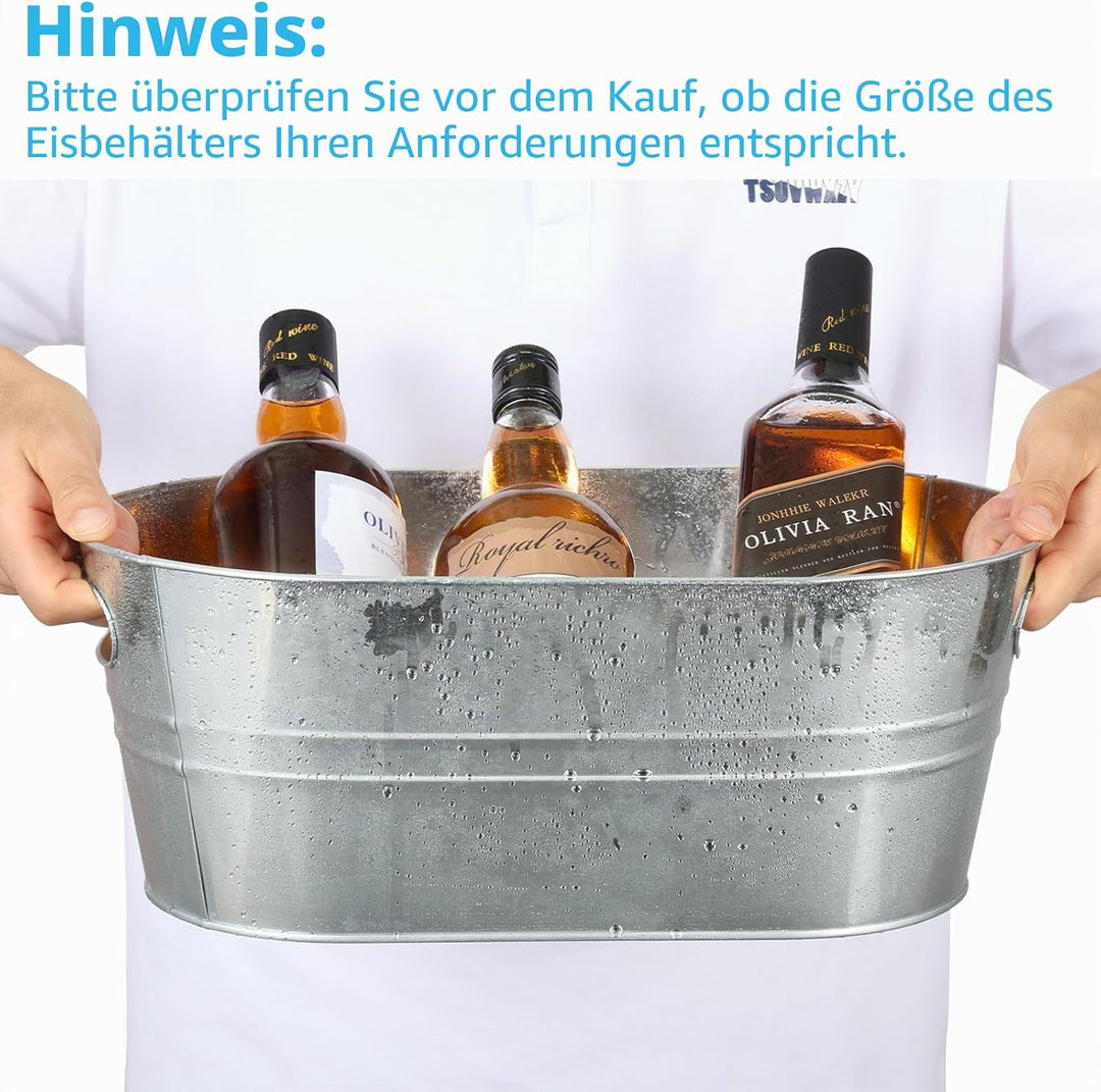 4 Stück 13 Liter Verzinkter Stahl Getränkekühler mit Schaufeln Getränkewanne Sektkühler, Flaschenküh