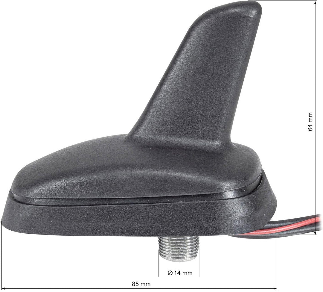 tomzz Audio 1000-048 DAB Antenne Auto Shark Design Dach-Antenne DAB+ FM aktiv Anschluss SMB Buchse K