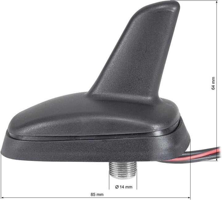 tomzz Audio 1000-048 DAB Antenne Auto Shark Design Dach-Antenne DAB+ FM aktiv Anschluss SMB Buchse K
