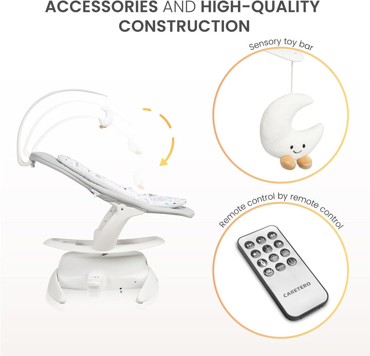 CARETERO - NOCO Baby Rocker - für Babys 0-12 Monate - mit Musik, 360° Drehsitz, verstellbarer Rücken
